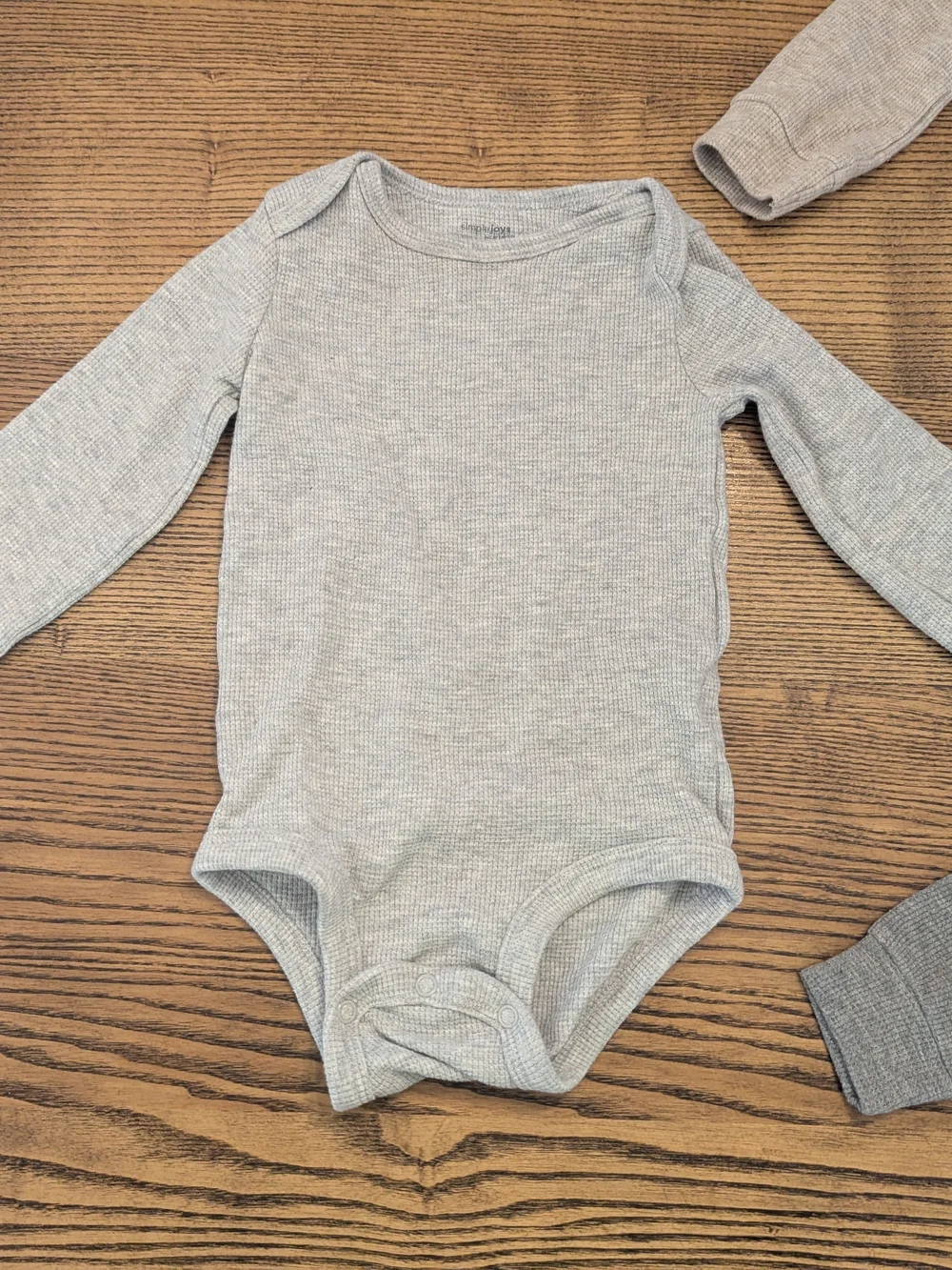 EUC Simple Joy Carters Baby Boy 18 month Waffle Knit Thermal Neutral LS Bodysuit